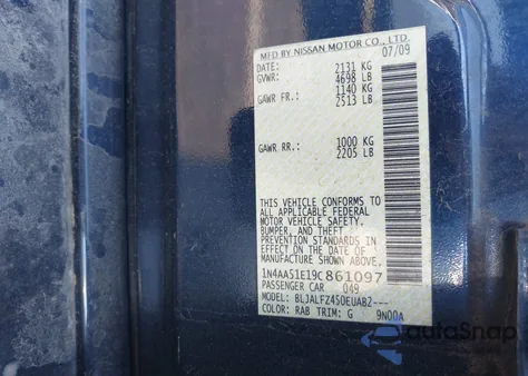 2009 Nissan Maxima from USA, damaged, VIN 1N4AA51E19C861097